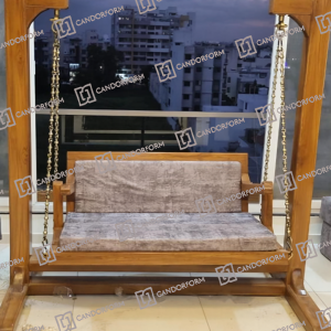 Modern Indoor Wooden Swing Sofa with Metal Chain Hanging