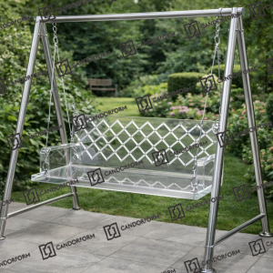 Transparent Acrylic Hanging Swing with Diamond Lattice Design