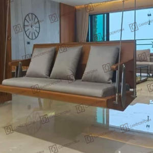 Modern Wooden Sofa with Cushioned Seating