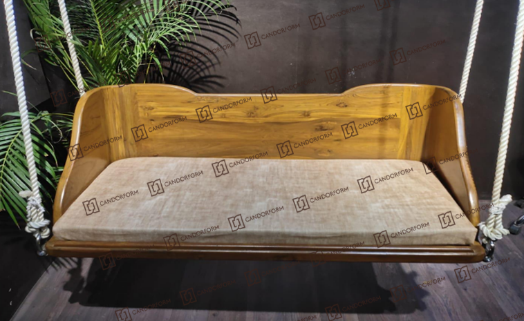Minimalist Solid Wooden Sofa with Cushioned Seat