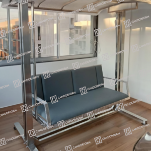 Modern Indoor Metal Swing Sofa with Grey Cushioned Seat