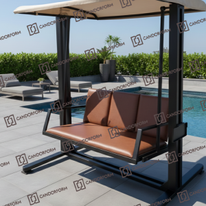 Modern Outdoor Canopy Swing Sofa by Poolside