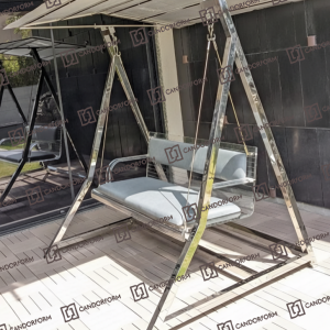 Modern Outdoor A-Frame Swing Sofa with Cushioned Seating