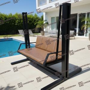 Modern Outdoor Metal Swing Sofa with Cushioned Seating